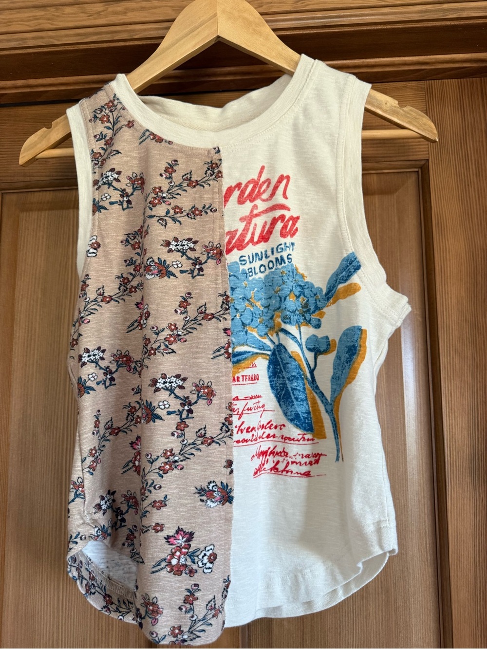 Pilcro Anthropology Floral Patchwork Tank - Cream, Tan, Blue